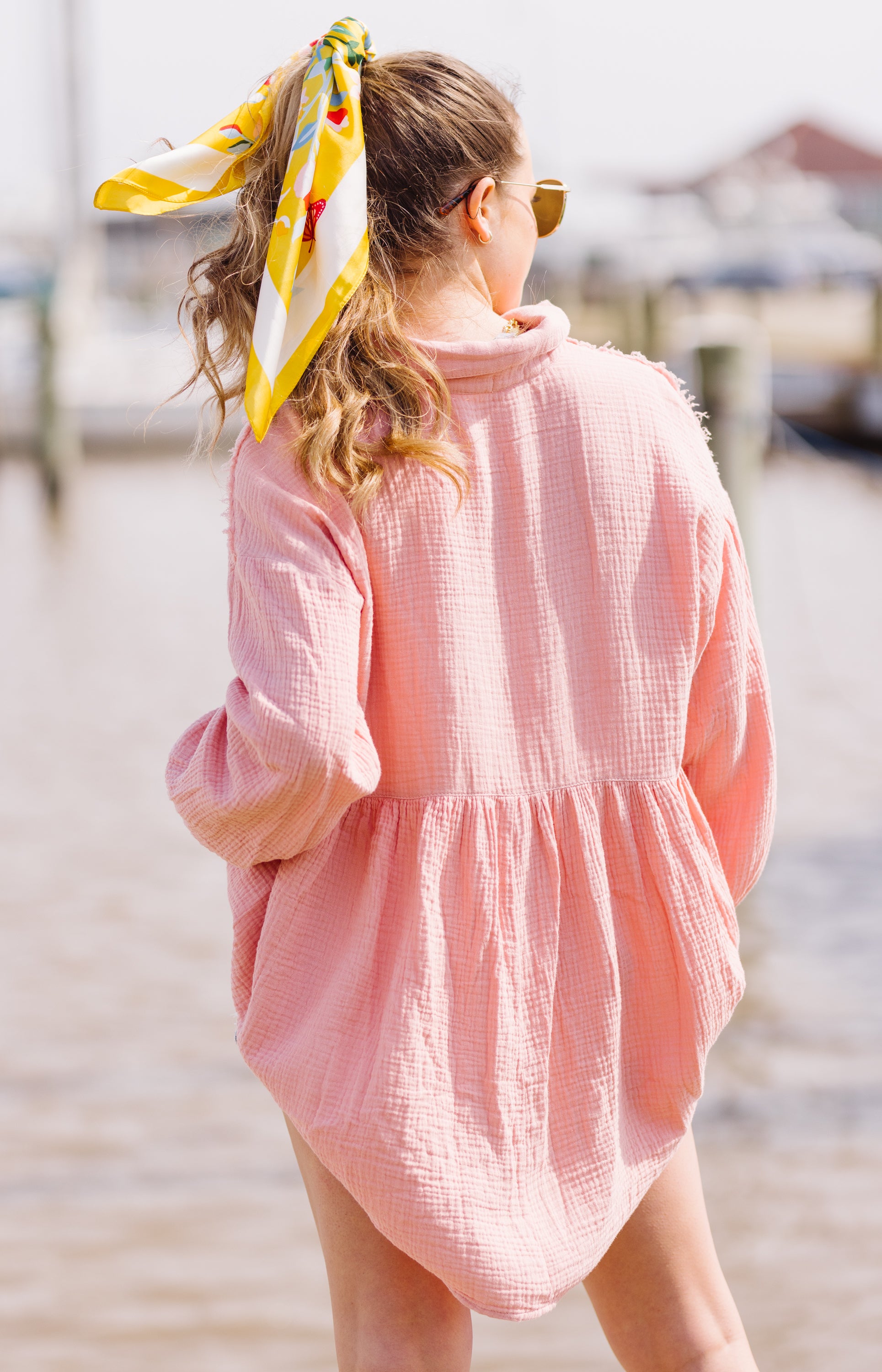 Xander Button Down Top, BLUSH