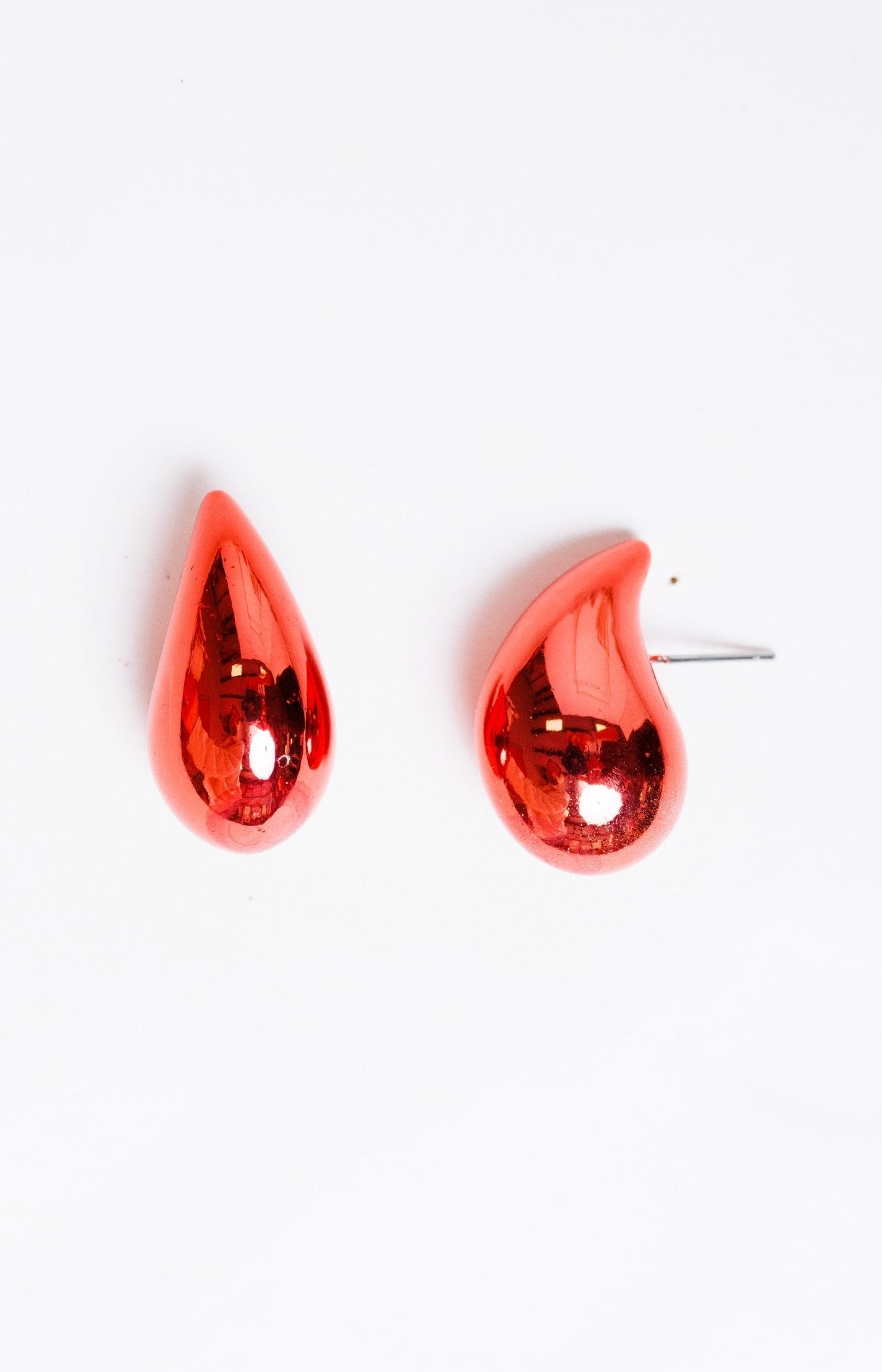 Small Teardrop Earrings, RED Earrings - 56E