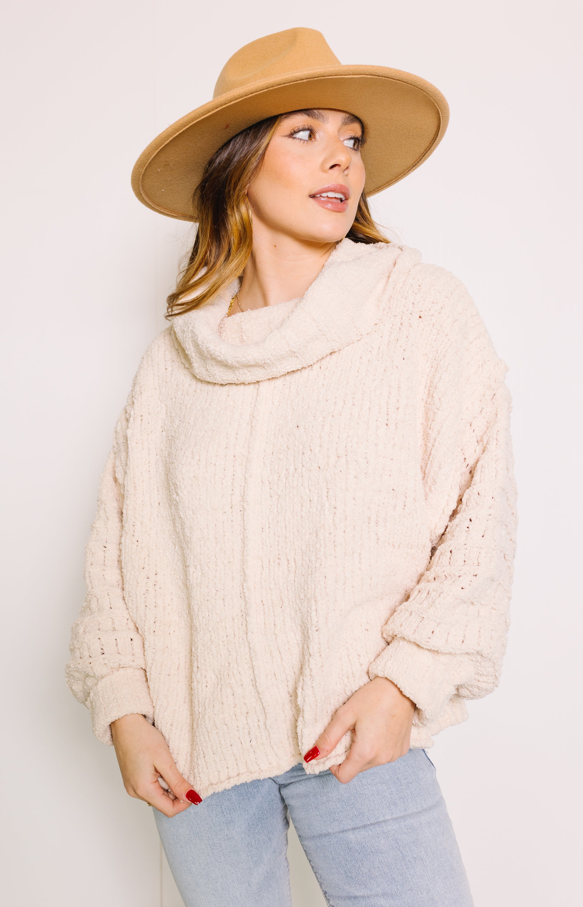 Liv Cowl Neck Sweater, LIGHT TAUPE
