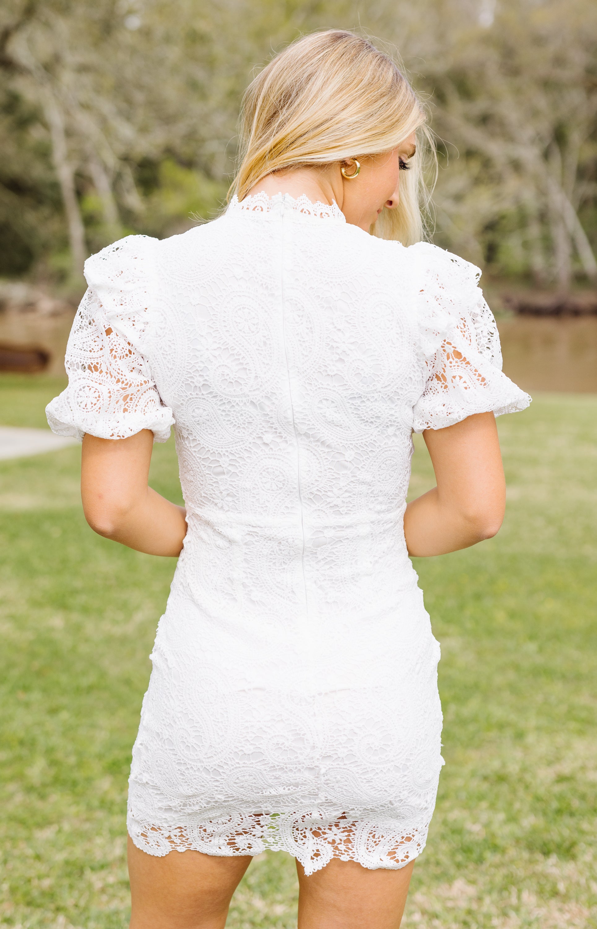 Eyelet Elegance White Mini Dress
