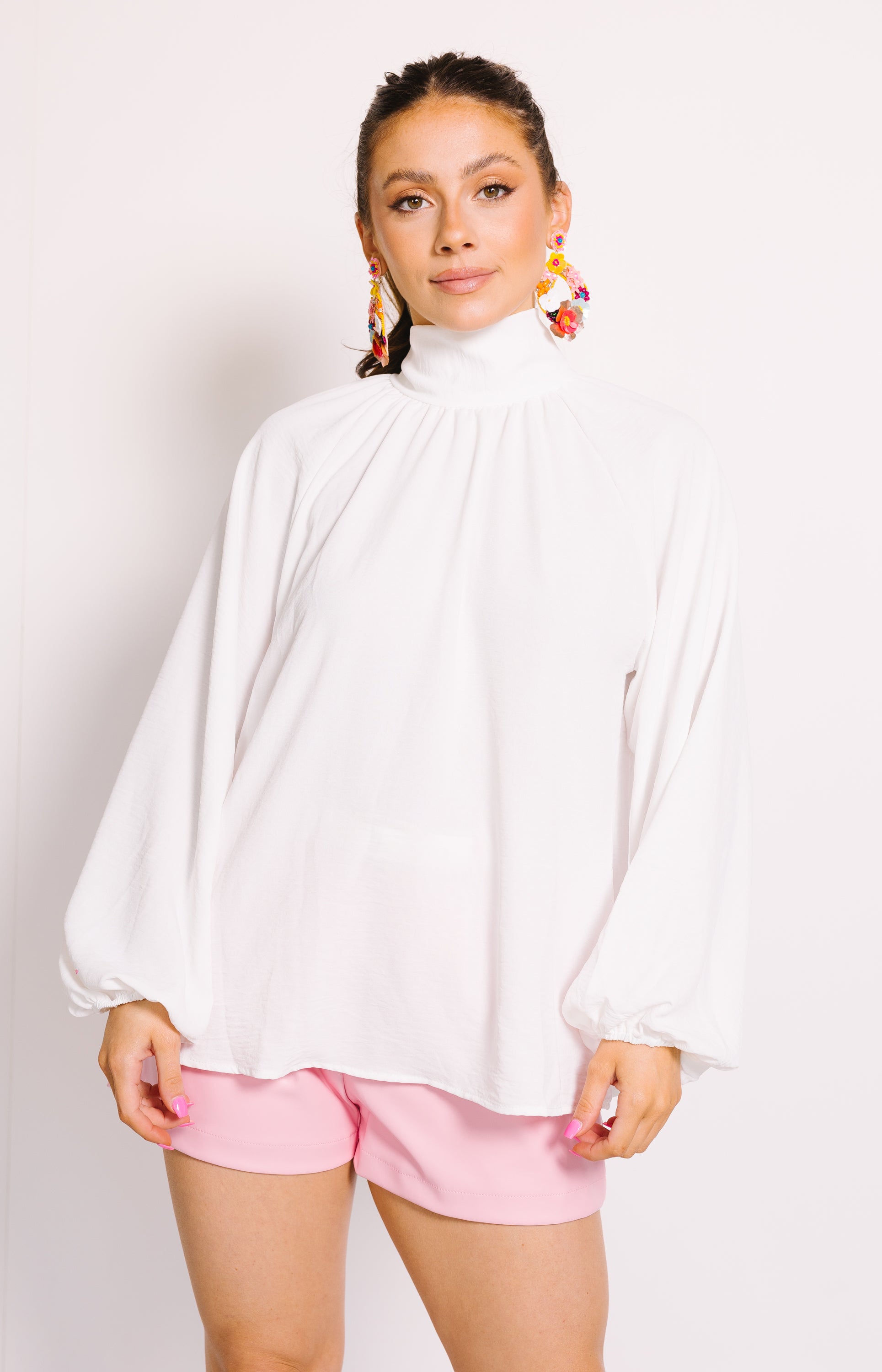 Sleek Statement Blouse, OFF WHITE