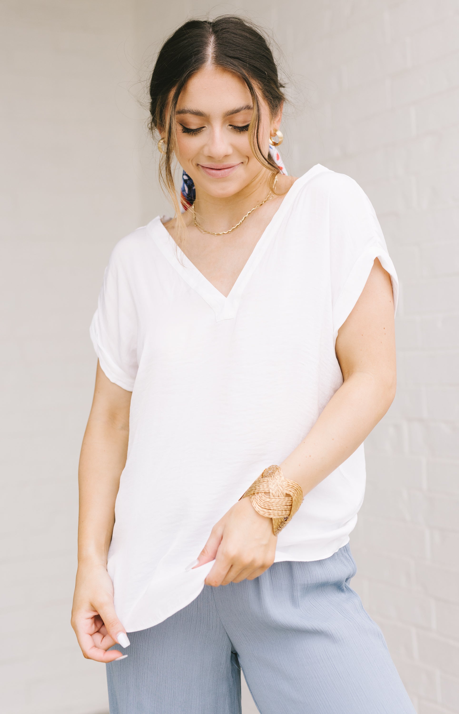 So Delightful Drop Sleeve Tee, WHITE