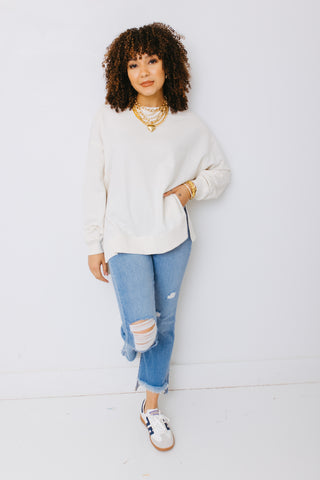 Z Supply: Modern Weekender Pullover Sweatshirt - Multiple Colors, SEA SALT