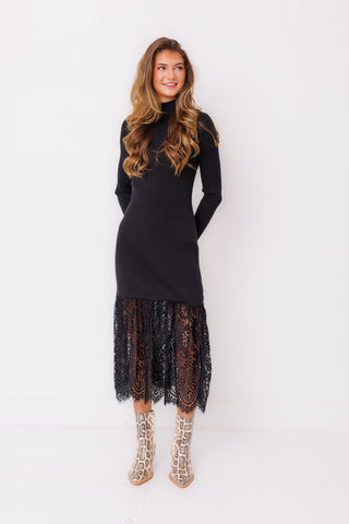 Midnight Lace Sweater Dress