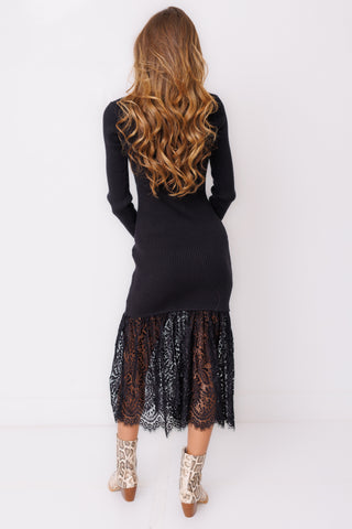 Midnight Lace Sweater Dress