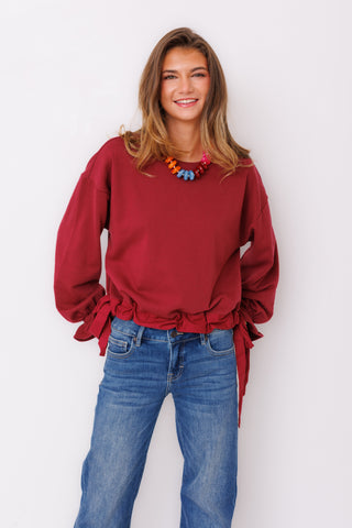 Bow Season Sweatshirt, MERLOT