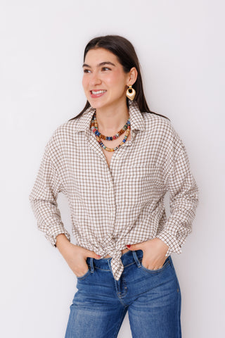 Z SUPPLY: River Plaid Button Up, FROSTED PEARL