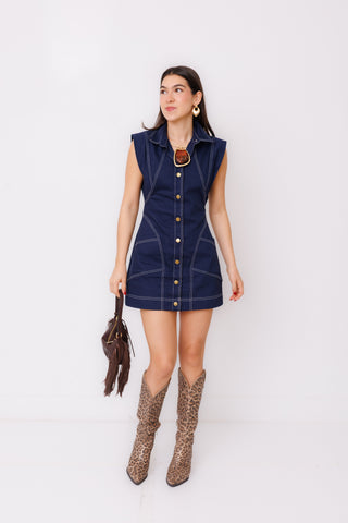 Ranch Hand Mini Dress, NAVY