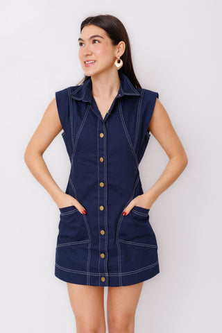 Ranch Hand Mini Dress, NAVY