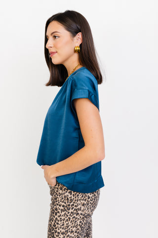 Eclat Shirring Top, TEAL