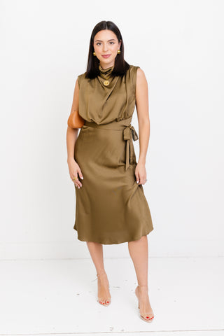 Vogue Line Midi Dress, OLIVE