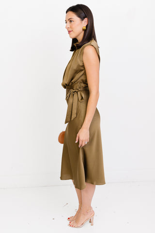 Vogue Line Midi Dress, OLIVE