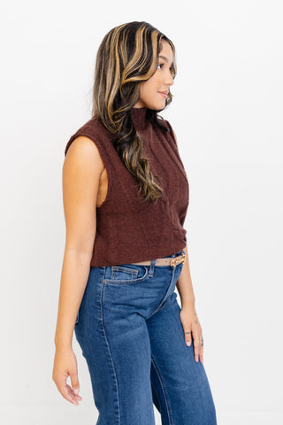 Sleek Motion Sweater Top, BROWN