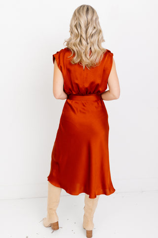 Vogue Line Midi Dress, RUST