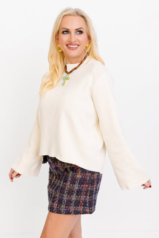 Textured Charm Top, CREAM