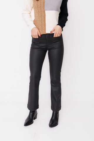 KUT: Kelsey Flare with Front Pockets, MATTE BLACK