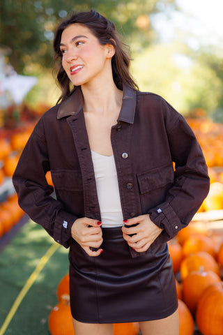 Z SUPPLY: Rey Cropped Chore Jacket, UMBER