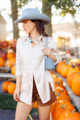 Prairie Pearl Satin Button Down