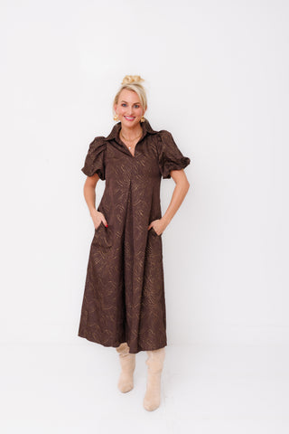 Gilded Grove Midi Dress