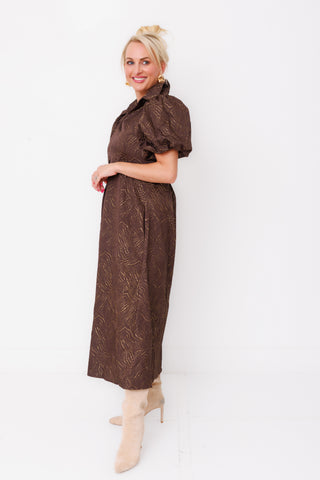 Gilded Grove Midi Dress