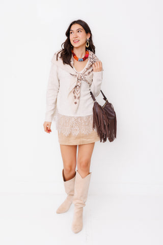 Lace Whisper V-Neck Sweater