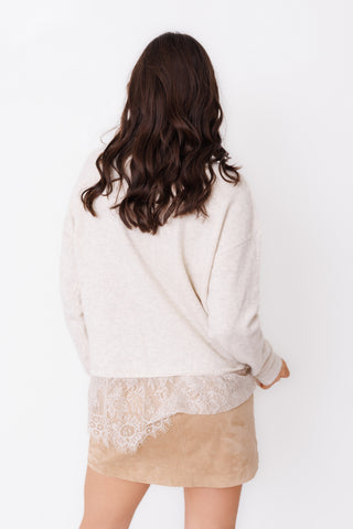 Lace Whisper V-Neck Sweater
