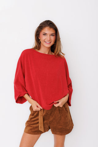 Cider Season Boat Neck Top, RUST