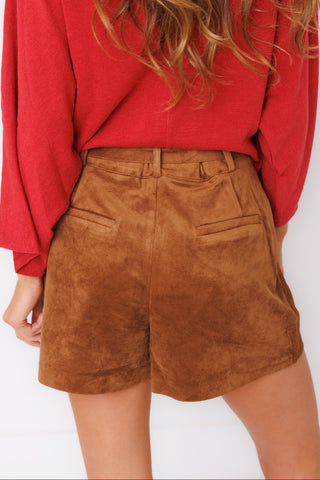Cinnamon Stick Belted Shorts, BROWN