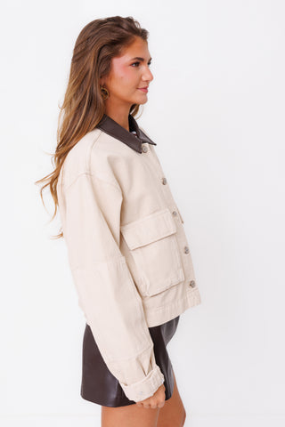 Z SUPPLY: Rey Cropped Chore Jacket, SOAPSTONE