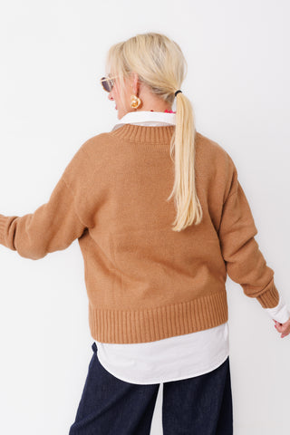 Z SUPPLY: Cloud Spun V-Neck Sweater, GOLDEN CARAMEL