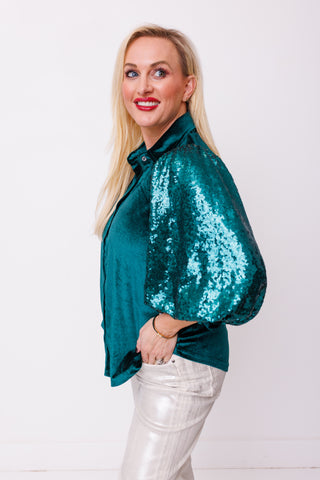 Feel Popular Blouse, HUNTER GREEN