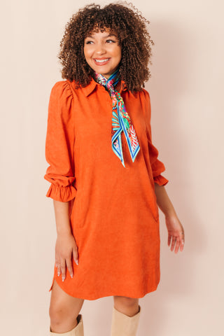 JOYJOY: Placket Dress, ORANGE