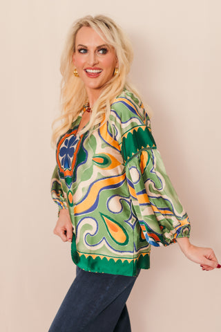 JADE: Trimmed Peasant Top