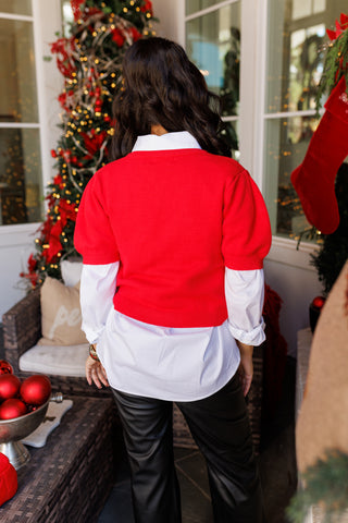 BEAR SWEATER TOP, RED