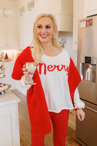 Merry Sweater, RED/IVORY