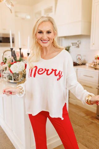 Merry Sweater, RED/IVORY