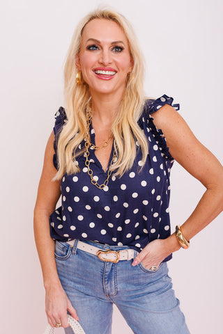 Charming Smile Top, NAVY NATURAL