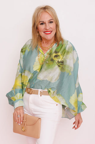 Eden Drift Blouse, SAGE