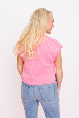 CAP SLEEVE PLAIN TOP, PINK