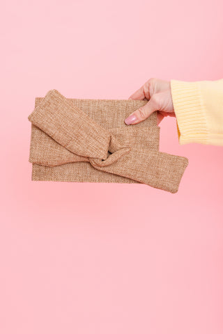 Love Tied Clutch, BROWN