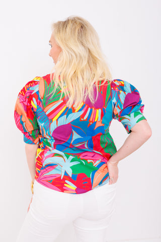 KARLIE: Birds of Paradise Button Top