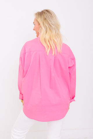 Classic Essential Button Up Top, PINK