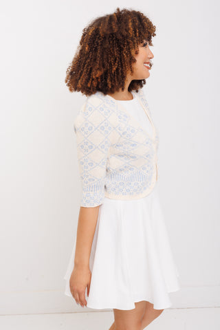 Countryside Charm Cardigan, CREAM/BLUE