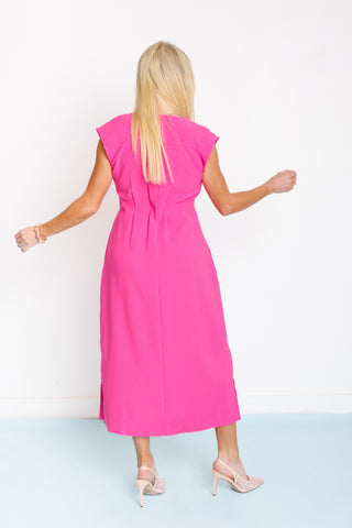 Structured Elegance Dress, HOT PINK