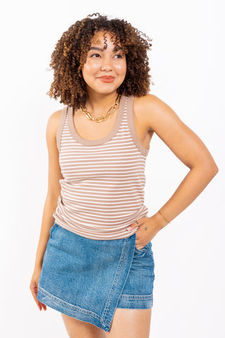 ZSUPPLY: ELIN STRIPE RIB TANK, ICED COFFEE