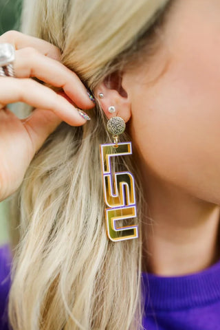 Taylor Shaye: LSU Mirror Drop Earrings