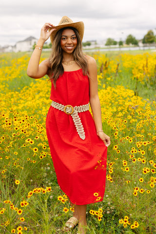 Scarlett Midi Dress, RED