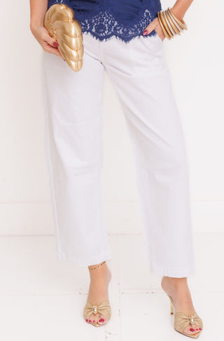 KUT: Ashton Wide Leg Barrel Jeans , WHITE