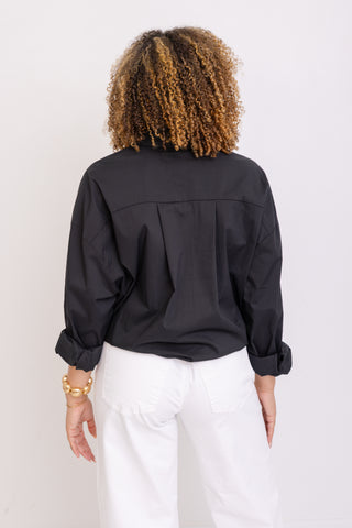 Classic Essential Button-Down Top, BLACK