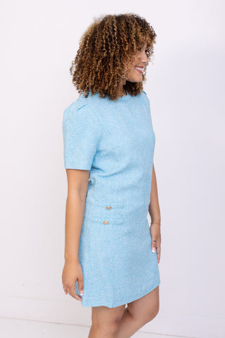 Chateau Twist Dress, AQUA BLUE